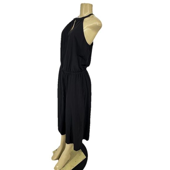 Athleta Size 6 Women Mercer Romper Jumpsuit Wide Leg Quick Dry Black 19” In BD4 - Picture 2 of 11